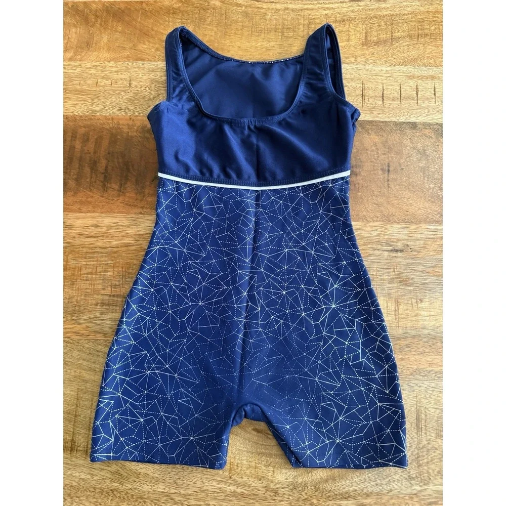 Mondor Gymnastics Unitard Girls 6-7 Geometric Sleeveless Dance Leotard Shorts